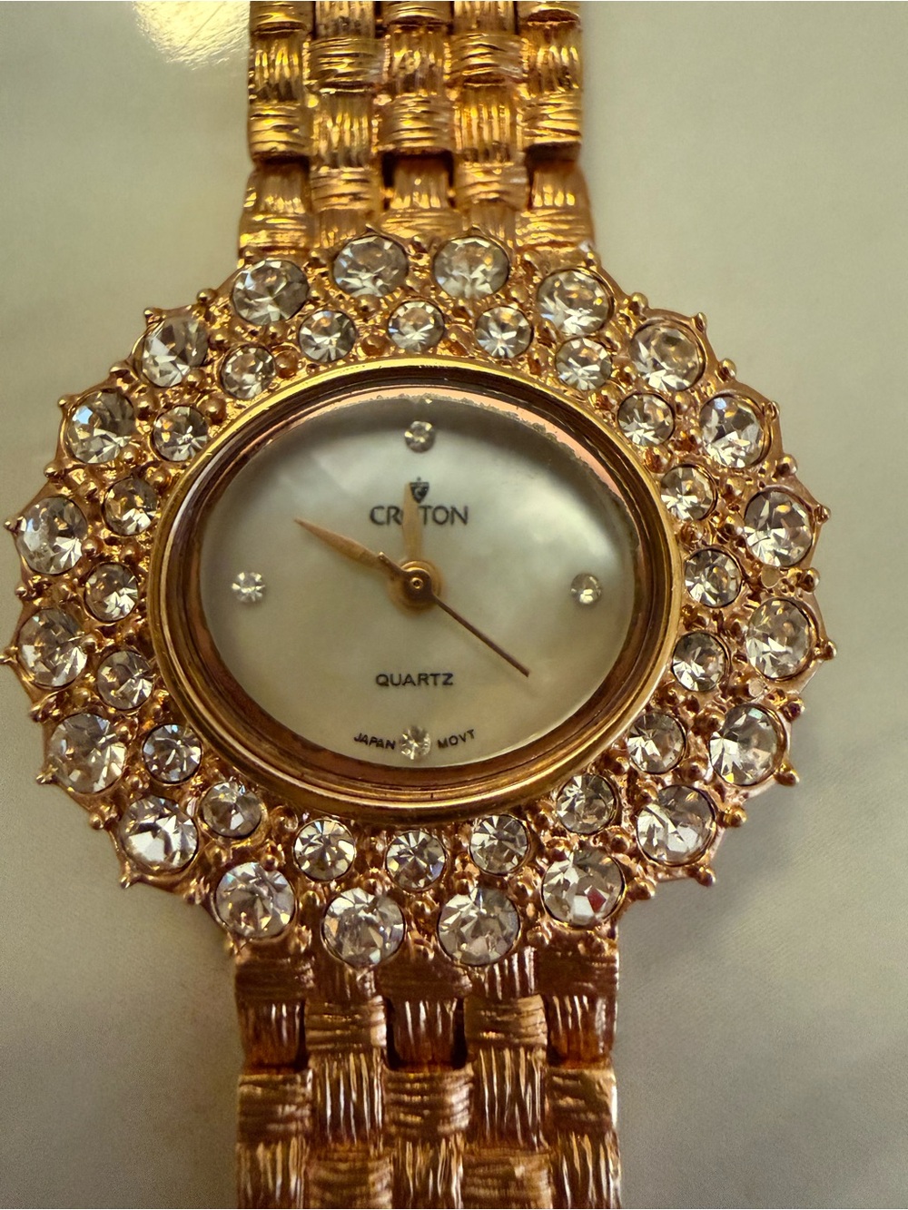Croton Rose Gold-Tone Crystal-Accent Bracelet Watch